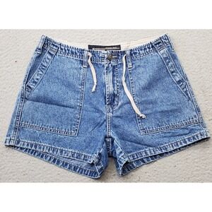 Stephen Hardy Squeeze Shorts Women's S Blue Cotton Denim Slash Pocket Drawstring
